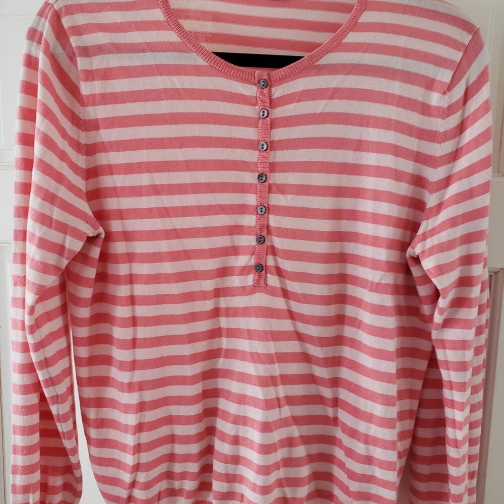 Pink/orange striped henley sweater